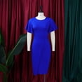 thumbnail image 4 of AURA Womens Midi Pencil Dress High Waist Ruffle Short Sleeve Round Neck Solid Color S XXXL, 4 of 8