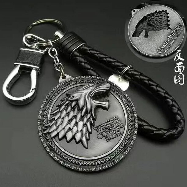 Llavero de película de tronos, colgante de insignia de cabeza de lobo y dragón, llavero de cuero PU, soporte de llave de coche, accesorios de baratija, regalo