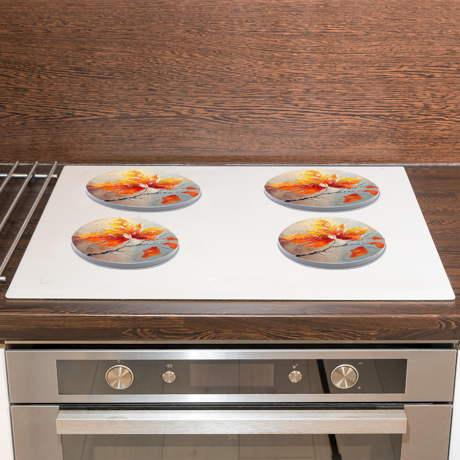 Round Stove Burner Covers 4 Pcs Round Gas Stove Burner Cover 8Inch And 10Inch for ,beautiful colorful autumn tree Pattern