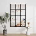 thumbnail image 3 of SHYFOY 47.25" x 31.5" Large Windowpane Mirror with Metal Frame, Industrial Wall Decor for Living Room, Easy to Hang, 3 of 11