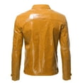 thumbnail image 4 of Maoxin Leather Jacket Men Men's Fashion Casual Solid Color Zipper Pockets Long Sleeve Hoodless Casual Outwear Plus Size Leather Jackets for Men Yellow 5XL, 4 of 5