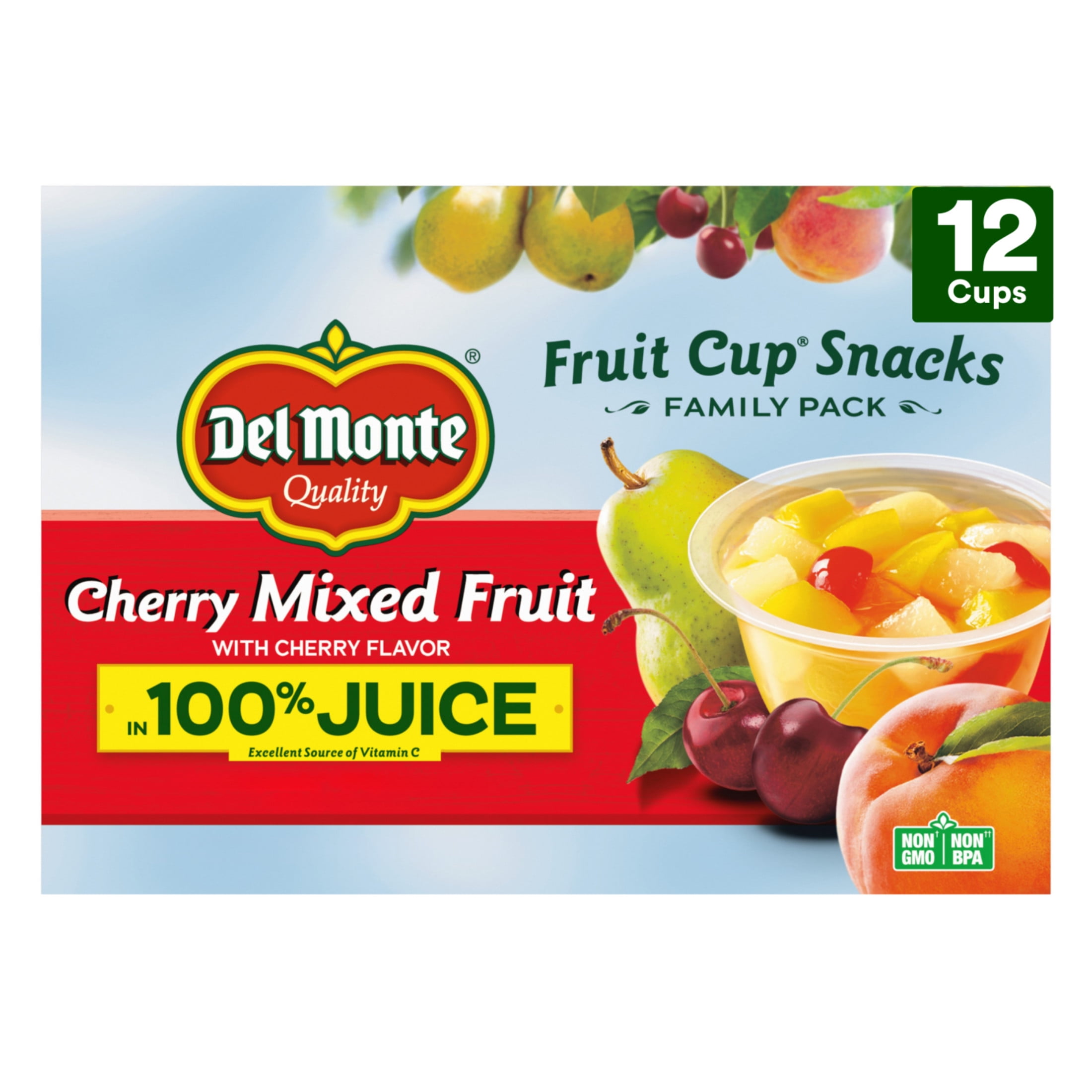 fruits フルーツ　No.26、50 Del Monte Cherry Flavored Mixed Fruit in 100% Juice Fruit Cup