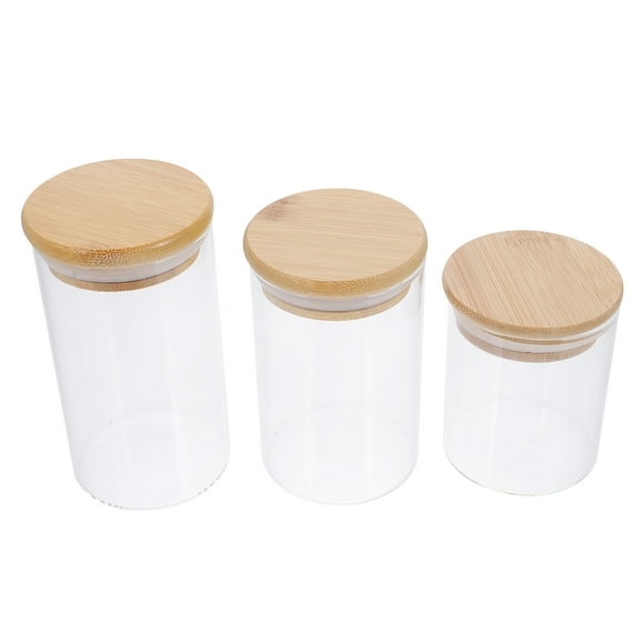 Homoyoyo 3Pcs Kitchen Supply Storage Glass Bottle with Lid High Borosilicate Glass Food Storage Household Users