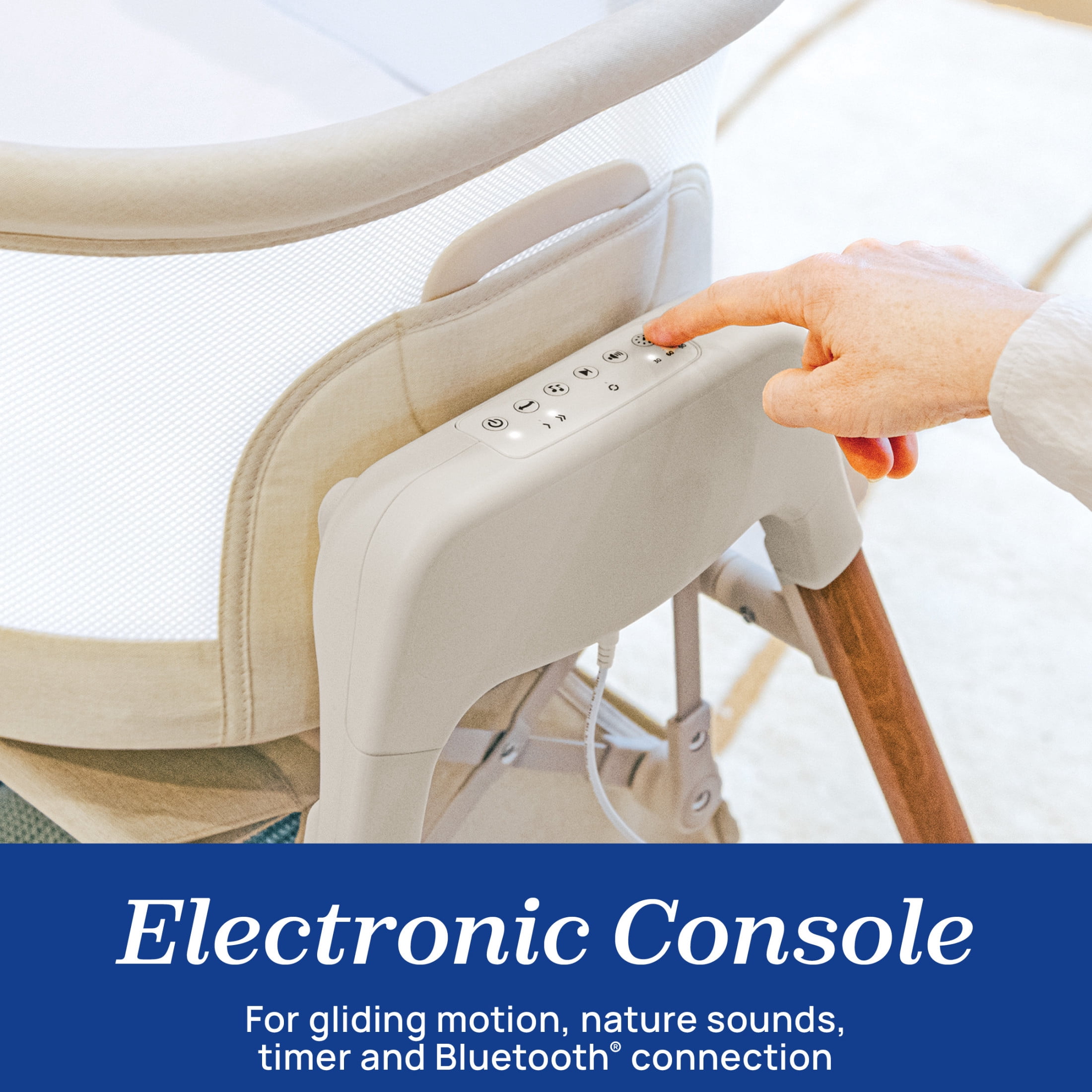 Chicco LullaGlide® Plus Electronic 3-in-1 Portable Bassinet with Carry Bag and Fitted Sheet  - Serene (Beige), New