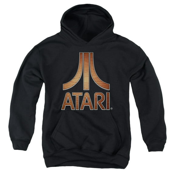 Atari Classic Wood Emblem Youth Pullover Hoodie Sweatshirt Black