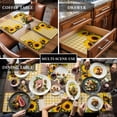 thumbnail image 2 of Watercolor Sunflowers Leaves on Retro Placemats Set of 6,Wipeable Washable Table Mats for Dining Tables, Yellow White Plaid Place Mats for Kitchen Event Party Tabletop Decor, 2 of 9