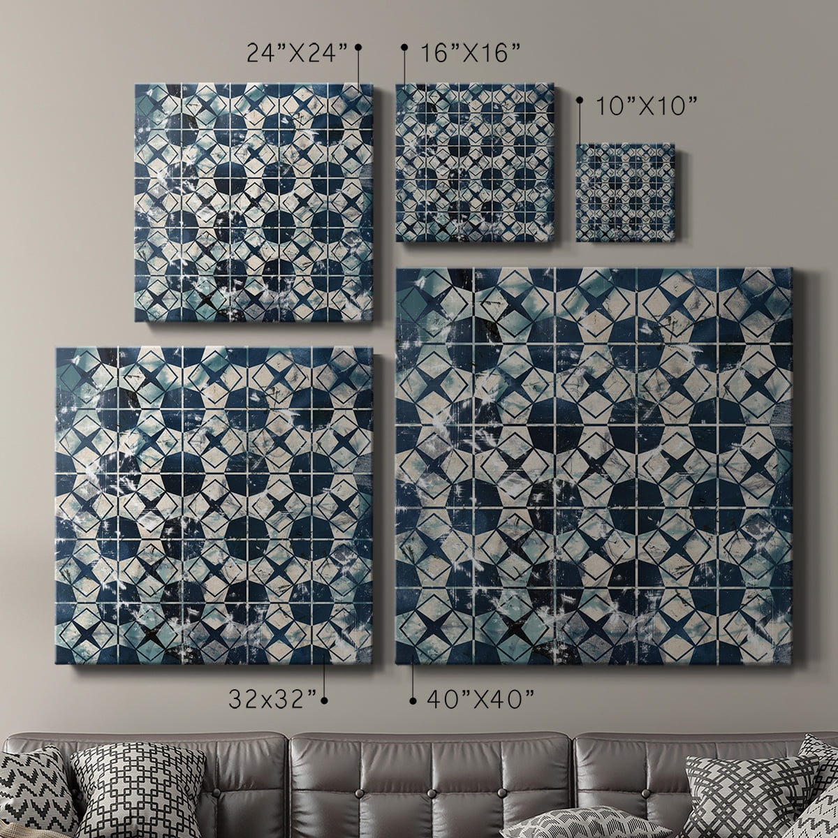 Wexford Home Tile-Dye IX-Premium Gallery Wrapped Canvas, 32" x 32" - Ready to Hang