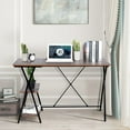 thumbnail image 3 of Homylin Home Office Computer Desk Writing Study Workstation with 2 Tier Storage Shelves, Industrial Style Wood Table and Metal Frame, Rustic Brown, 3 of 9
