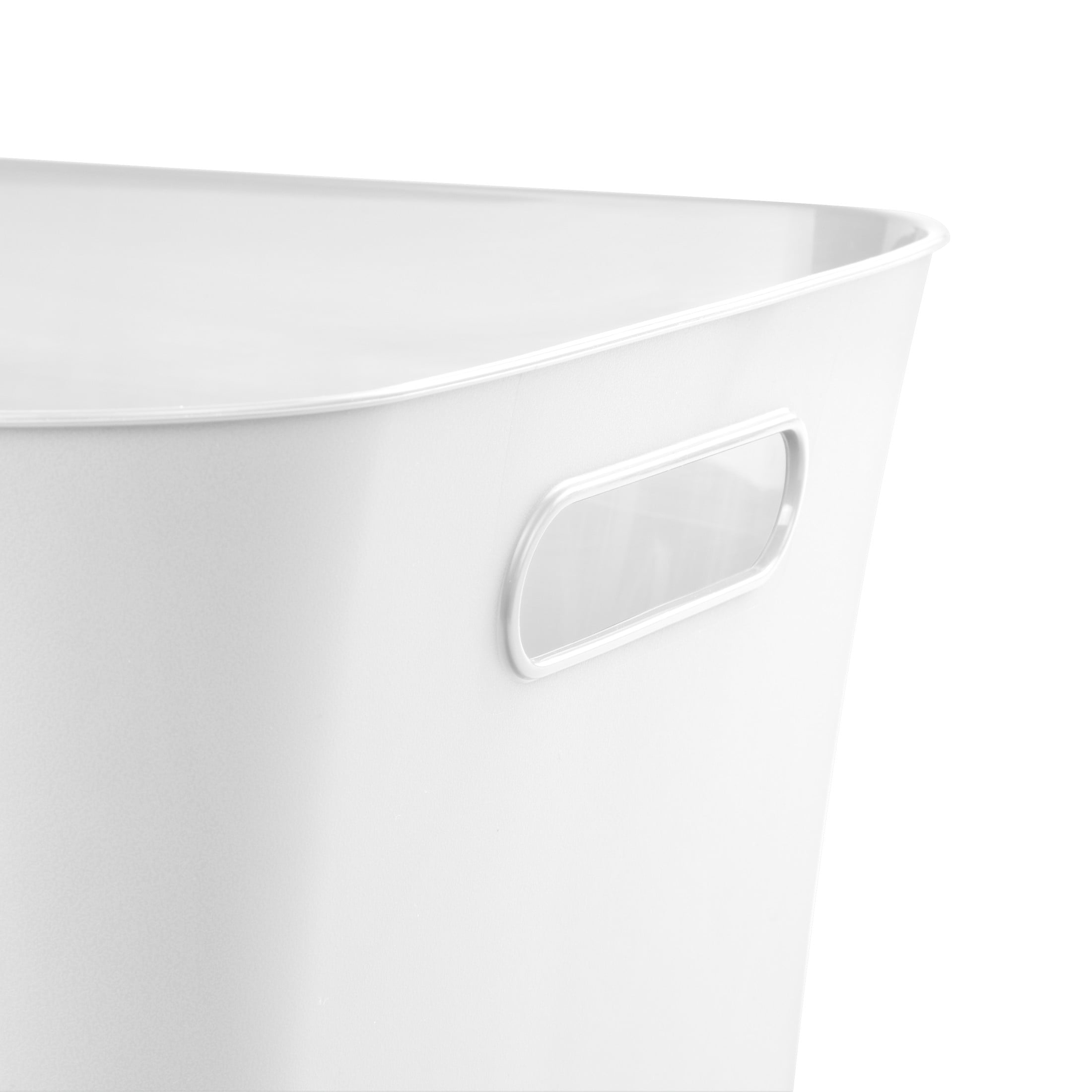 Mainstays Large Bin, Open Plastic Storage Containers, Versatile Stylish Organizers with Handles, White