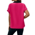 thumbnail image 5 of Gvmfive Womens Tops Colorblock Lapel Neck Short Sleeve Shirt Blouse, 5 of 5