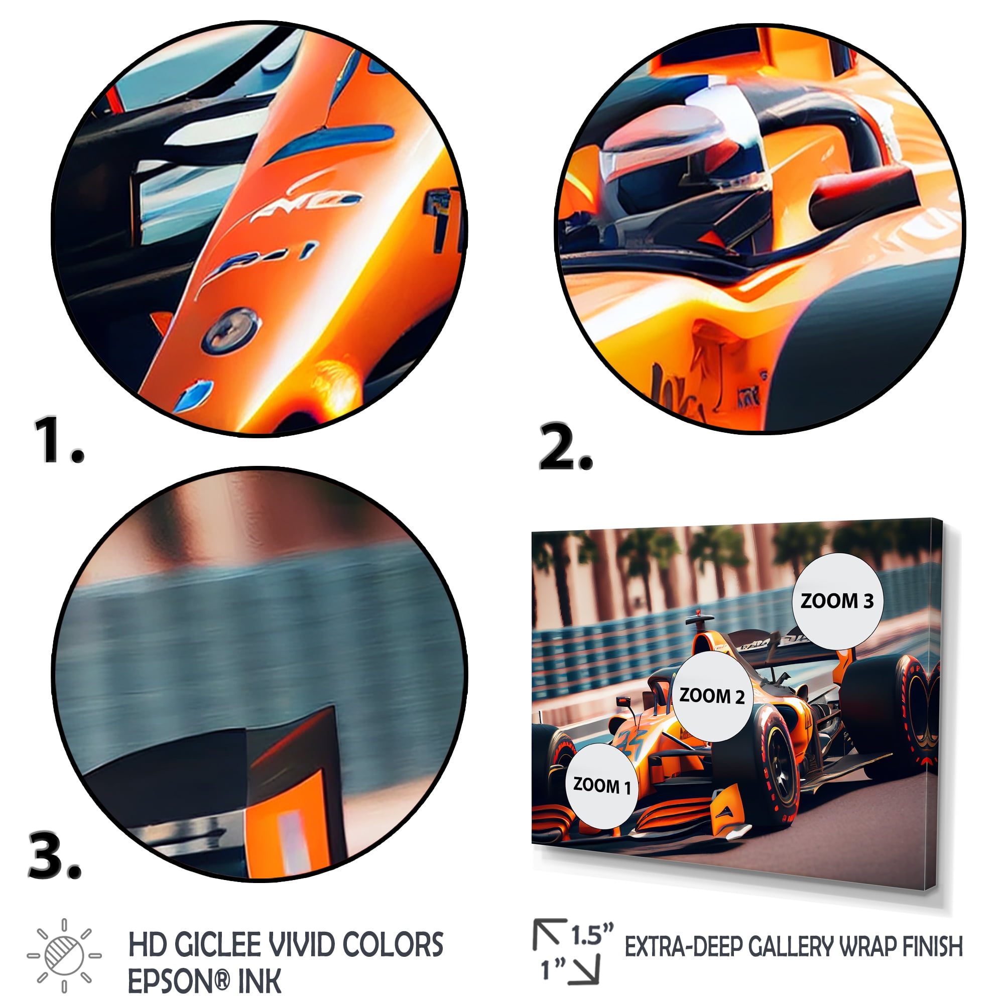 Designart Formula Car Racing VIII Canvas Wall Art
