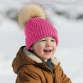 thumbnail image 6 of UngA Kids Toddler Winter Hat with Pom Pom Kids Beanie Hats for Girls Boys Cute Warm Fleece Lined Knit Beanies Cap (Hot Pink,0-3 Years), 6 of 6