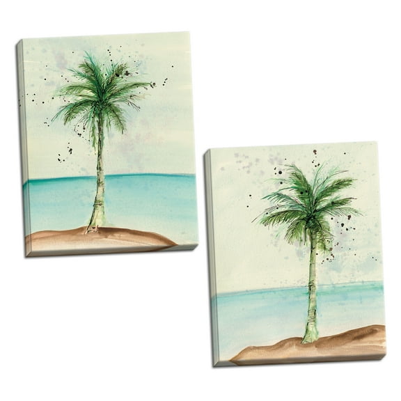 Gango Home Decor Tropical African Oil Palm I & II; Two 11x14in Hand-Stretched Canvases