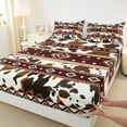 thumbnail image 3 of Castle Fairy Kids Teens Western Cattle Print 4 Pieces Queen Sheet Sets,Farmhouse Animal Ultra Soft Flat Sheet,Hippie Tribal Aztec Queen Fitted Sheet,Super Cozy Room Decor, 3 of 7