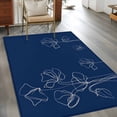 thumbnail image 2 of Area Rug for Living Room, Navy Blue Flowers Non-Slip Indoor Large Carpet for Bedroom/Dining Room, Rustic Abstract Floral Simple Art Washable Low-Profile Rectangle Floor Mat Runner Rugs - 2.7 x 5 Ft, 2 of 8