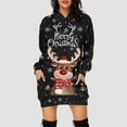 thumbnail image 2 of zaveiop Womens Hoodies Christmas Santa Claus Snowflake Print Hooded Sweatshirt Loose Fit Long Sleeve Hooded Dress with Kangaroo Pocket (Z7-Black, M), 2 of 4