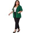 thumbnail image 3 of DARING DIVA Women's Plus Casual Blazers Short Sleeve Notched Lapel Blazer 2X Dark Green, 3 of 6