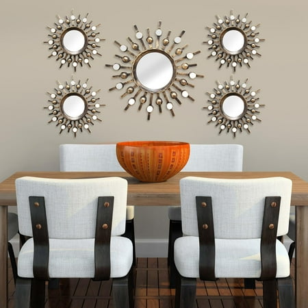 Stratton Home Decor Set of 5 Burst Wall Mirrors