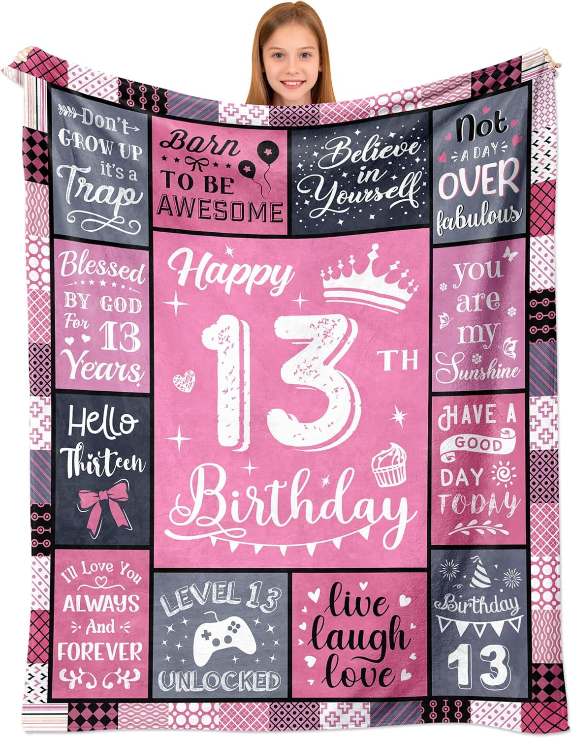 13th Birthday Gifts for Girls 13 Year Old Girl Birthday Gift Ideas Best Gifts for 13 Year Old Girls Presents for 13 Yr Old Girl Happy 13th Birthday Decorations age 13 Throw