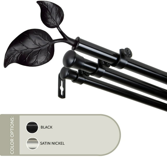 13/16 inch Eve Triple Curtain Rod 48-84" - Black