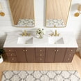 thumbnail image 6 of Oza 84" Bath Vanity in Aged Dark Brown Oak with Fish Maw White Quartz and Mirror, 6 of 17
