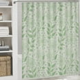 thumbnail image 5 of Bathroom Rugs 4 Piece with Shower Curtain Sets, Sage Green Leaf Stripe Pattern Printed on Cute Shower Curtain Sets with Rugs, Designed for Farmhouse Boho Contemporary Bathrooms, 72 x 72 inches, 5 of 8