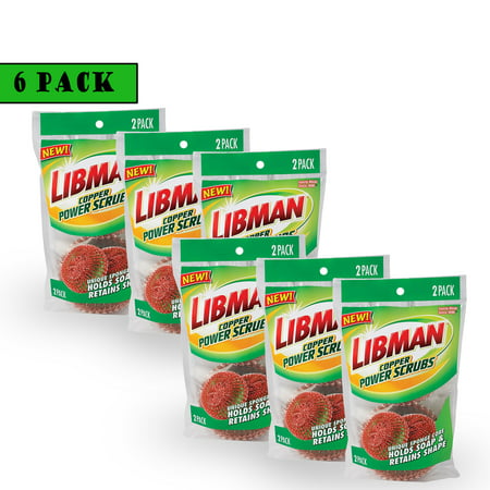 Libman Copper Power Scrubs - Excellent on Stainless Steel and aluminum Pots & Pans – 2 Sponges per pack (Pack of (Best Way To Clean Copper Pans)