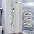 Chrome Shower Faucet System Exposed Rain Shower Fixtures set with Hand