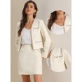 thumbnail image 2 of DARING DIVA 2Pcs Women's Business Blazer Mini Tweed Plaid Skirt Set XL White, 2 of 5