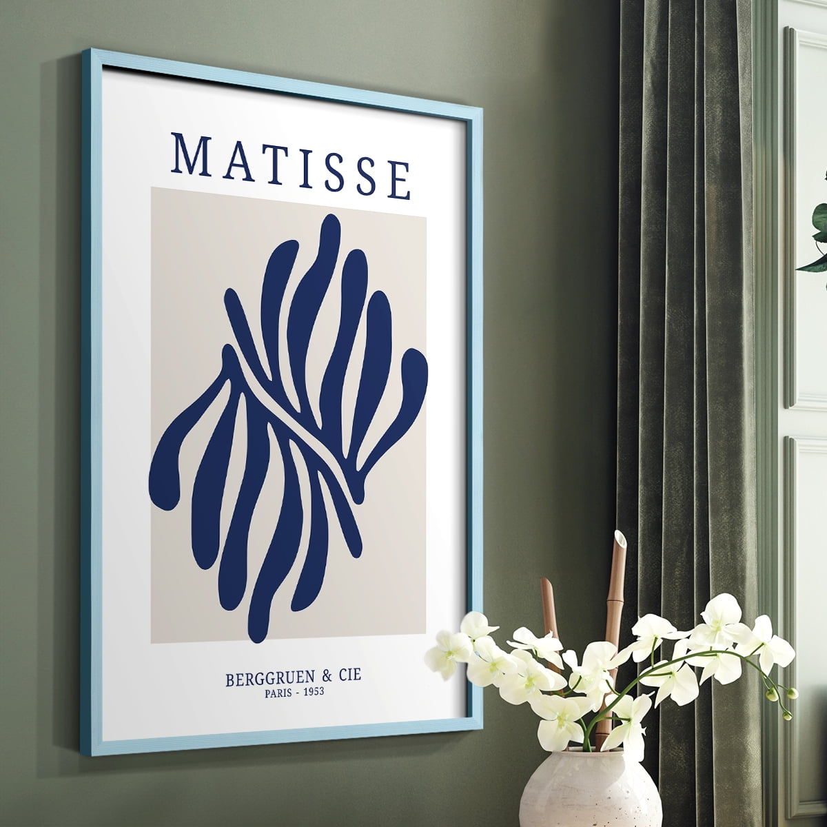 Matisse CDXII in Blue Solid Wood Framed Print No Nail Hanging