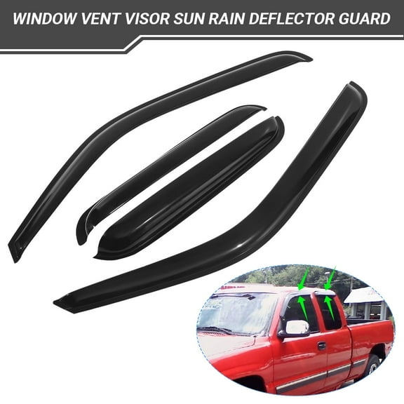 ZXMT 4Pcs Window Vent Visor Sun Rain Deflector Guard Fit for CHEVY/GMC EXTENDED 1999-2006