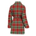 thumbnail image 2 of Red Green And White Tartan Pattern Women Bathrobe One Size Univeral Fits, Tartan Plaid Retro Fashion Lightweight Plush Fleece Long Robe For Women, 2 of 3