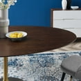 Dining Table, Oval, Wood, Gold Dark Brown Brown Walnut, Modern ...