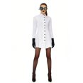 thumbnail image 4 of SRZYMJ Women Mad Scientist White Slim Fit Lab Coat Dress with Goggles & Gloves Halloween Tech Themed Party Cosplay Outfit M, 4 of 5
