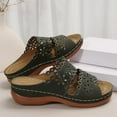 thumbnail image 4 of Viluyesy Sandals for Womens, Hollow Floral Arch Support Wide Width Beach Wedge Slippers Green, 4 of 8