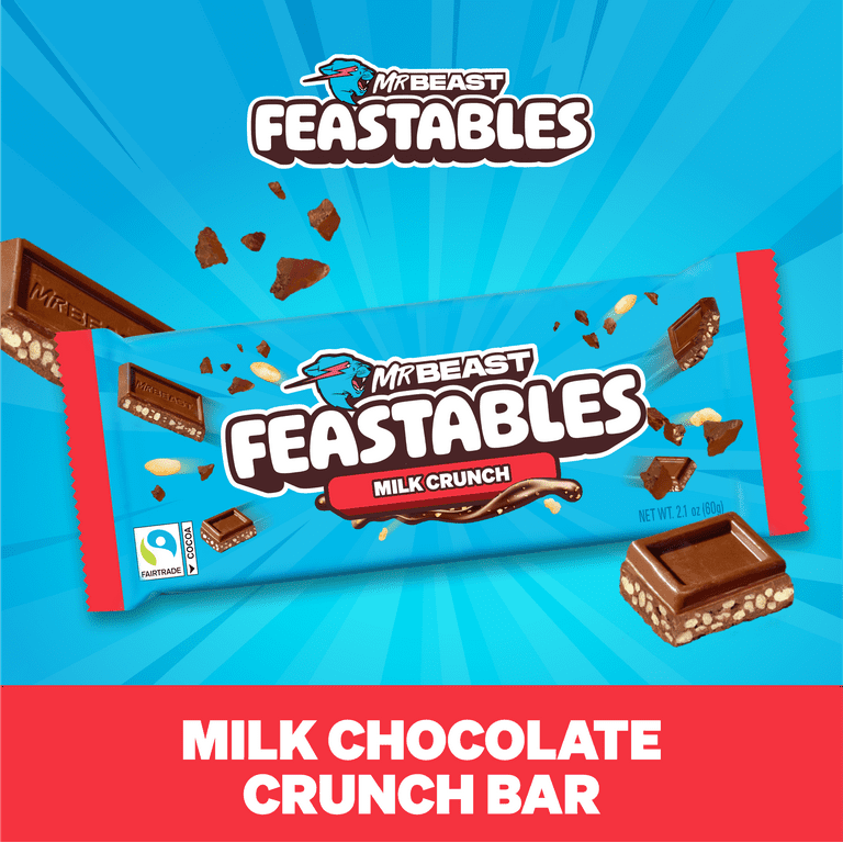 New Feastables MrBeast Milk Chocolate Crunch Bar, Creamier, Richer