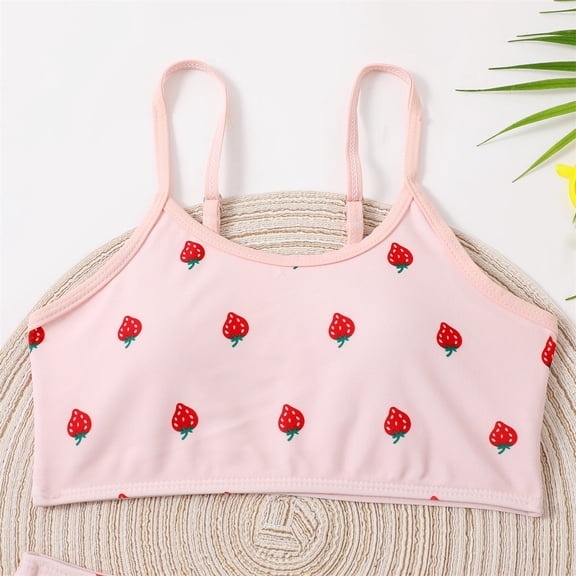 Vedolay Girl's Swimsuits Girl's 2 Piece Tropical Print Ruffle Hem Tankini Swimsuit Cute Summer Bathing Suit,Pink 10-11 Years