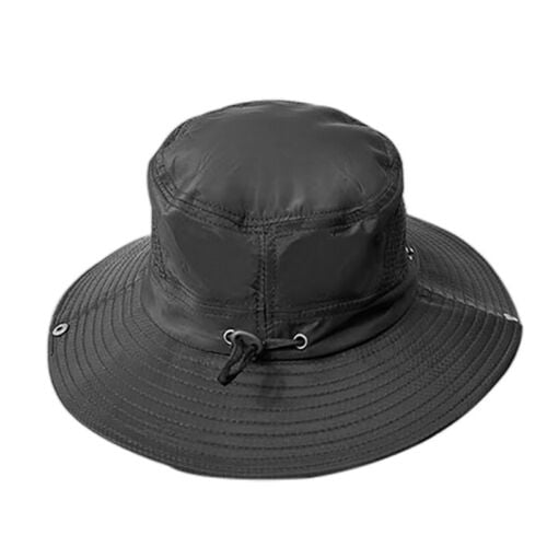 Mignova Breathable Wide Brim Boonie Hat Outdoor Waterproof UPF 50 Sun Protection Mesh Safari Sun hat for Travel Fishing(Black)