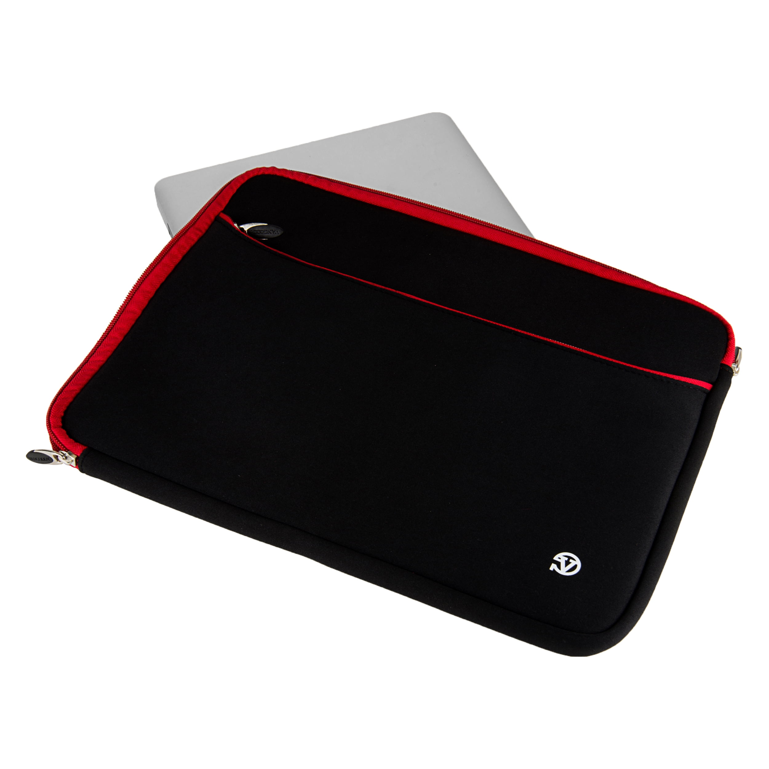 Black & Red Neoprene Laptop Sleeve 14 Inch – Slim Lightweight Protective Case with Zipper, Travel Notebook Cover for MacBook, Dell, HP, Lenovo