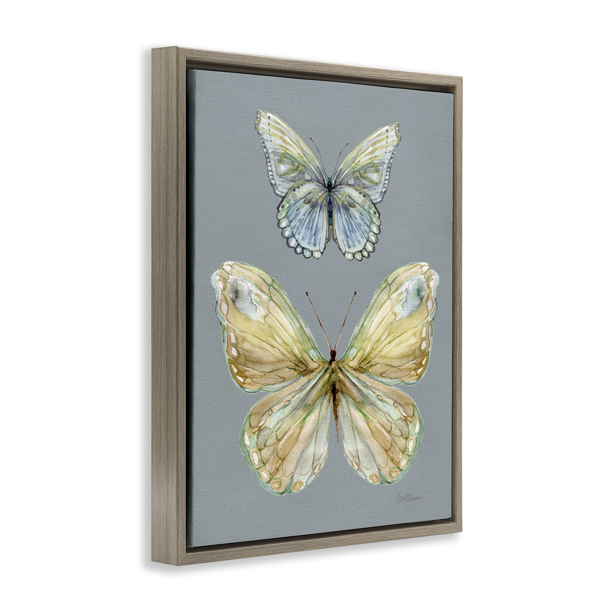 Stupell Industries Delicate Butterflies on Slate Brown Framed Floater Canvas Wall Art, design by Carol Robinson