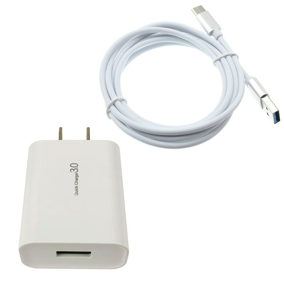 For TCL TAB 10s 10.1/TABMAX 10.4 - 18W Fast Home Charger 6ft Long USB-C Cable Type-C Cord USB Wall Adapter Power Wire Quick Charge QC3.0