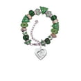 thumbnail image 2 of Silvertone Baby Feet Heart Locket Green Christmas Bead Bracelet, 2 of 4