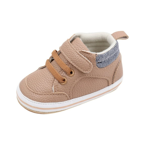 Quealent Baby Boys Girls High Top Ankle PU Leather Sneakers Soft Rubber Sole Moccasins Oxford Loafers Anti-Slip Toddler Wedding Uniform Dress Shoes Brown for Size 12=2