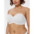 thumbnail image 3 of Deyllo Women's Strapless Bras Minimizer Bandeau Seamless Non-Padded Underwire Support Plus Size Bra,White 36B, 3 of 8