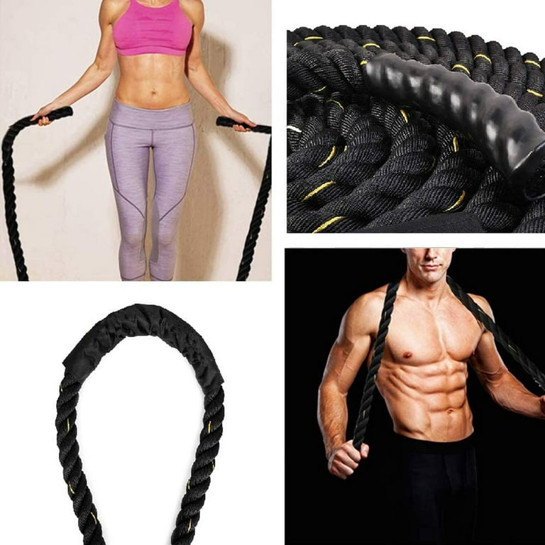 Pro Battle Ropes with Anchor Strap Kit and Exercise Poster – Upgraded  Durable Protective Sleeve – 100% Poly Dacron Heavy Battle Rope for Strength