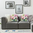 thumbnail image 3 of Nawypu  Floral Throw Pillow Cushion Cover, Hydrangea Flower Bouquet in Watercolor Blossoms Botany Petals Image, Decorative Square Accent Pillow Case, Forest Green Yellow Pink 2pcs, 3 of 6