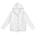 thumbnail image 5 of WIZUTIZ Women's Solid Color Corduroy Button Down Hoodie Drawstring Jacket Long Sleeve Loose Fit Casual Fall Winter Coat with Pockets, 5 of 8