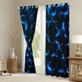 thumbnail image 3 of Manfei Teens Futuristic Honeycomb Curtains Pack of 2 (42x84 Each), Blue Abstract Ombre Curtains Blackout, Geometric Stripes Bedroom Curtains, Curtains Blackout Bedroom Decor, 3 of 6