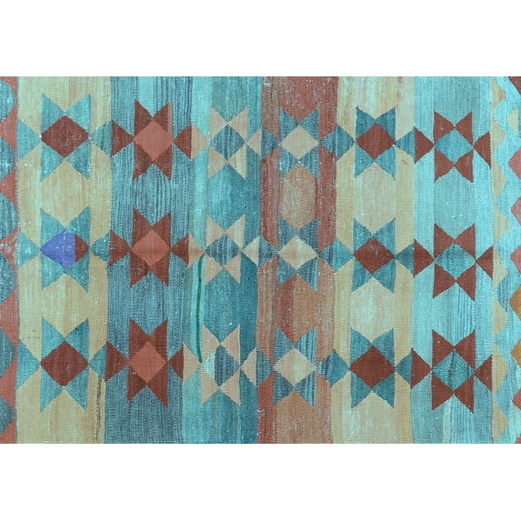 Ahgly Company Indoor Rectangle Southwestern Light Blue Country Area Rugs, 5' x 8'