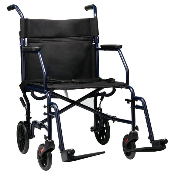 Equate Steel Folding Transport Wheelchair with 19" Seat, Black, 300 lb Weight Capacity